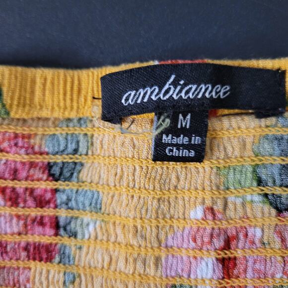 Ambiance Medium yellow floral off the shoulder blouse - Picture 5 of 6